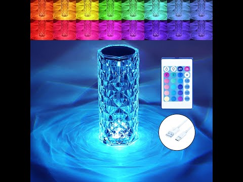 Crystal Rose Diamond 16 Color RGB Changing Mode LED Night Lights Table Lamp Table Lamp